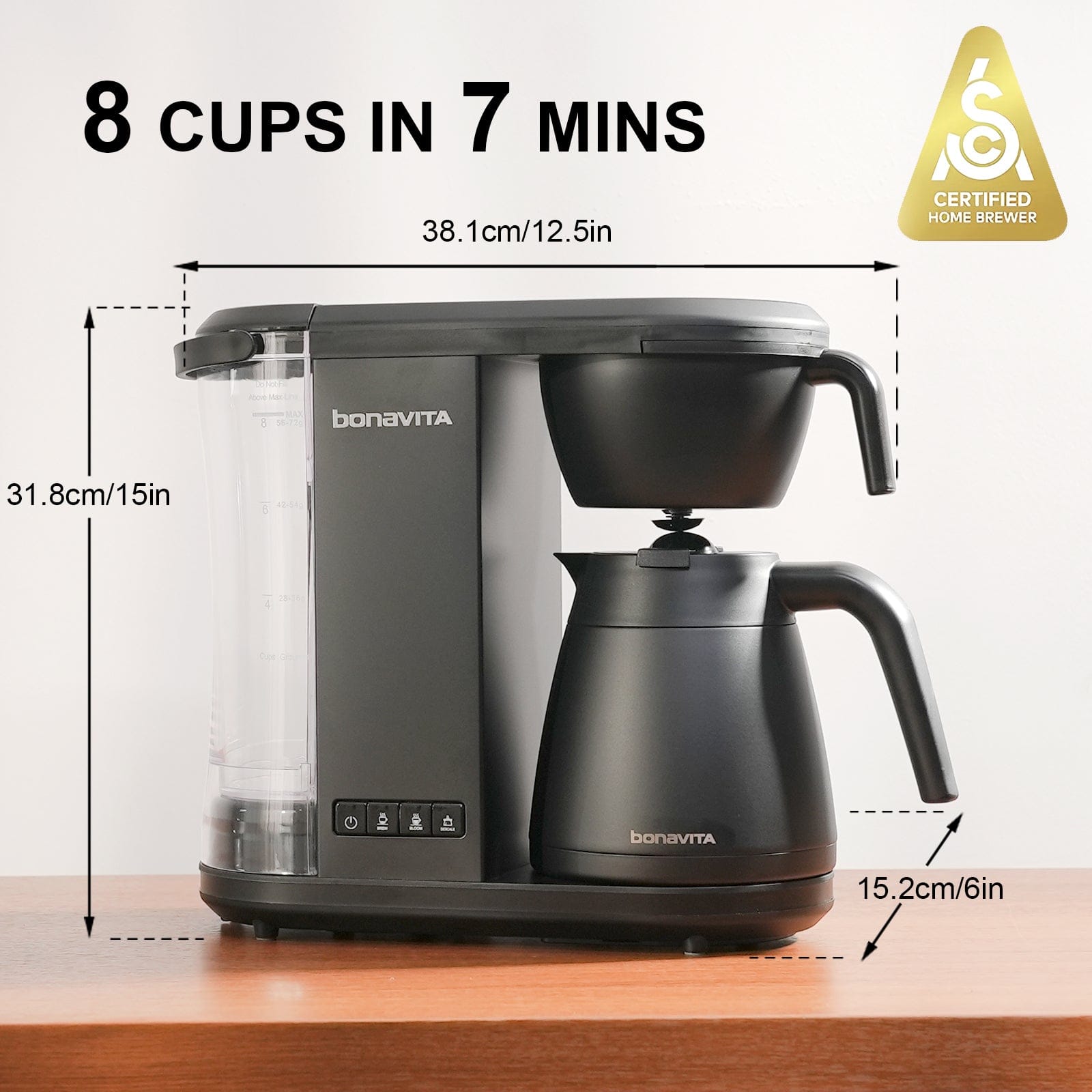 Enthusiast Bonavita 8-Cup Drip Coffee Brewer with 1.3L Thermal Carafe-