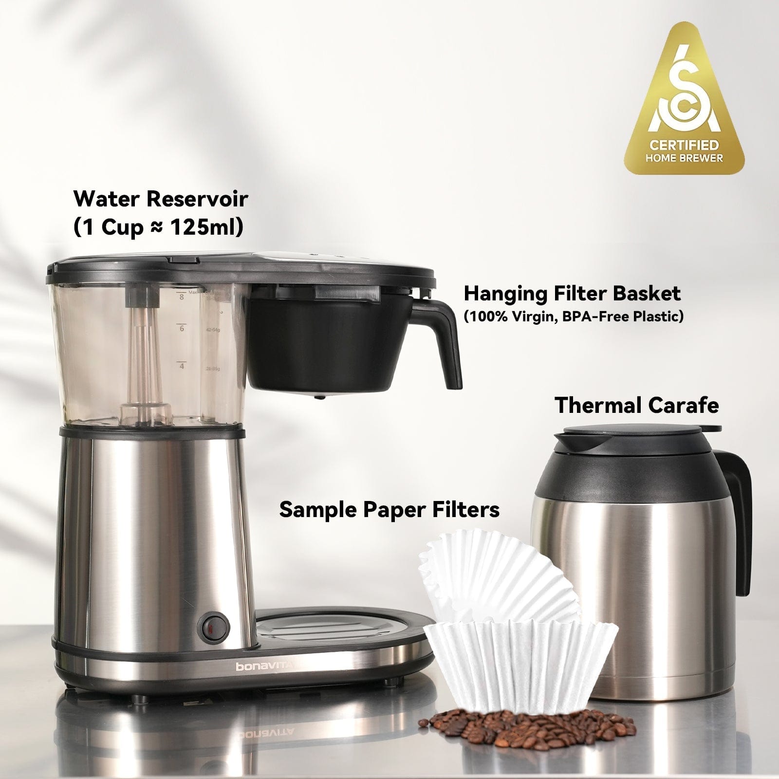 Bonavita Greensboro NC Coffee Roasters Bonavita Connoisseur 8-Cup Coffee Maker with Thermal Carafe
