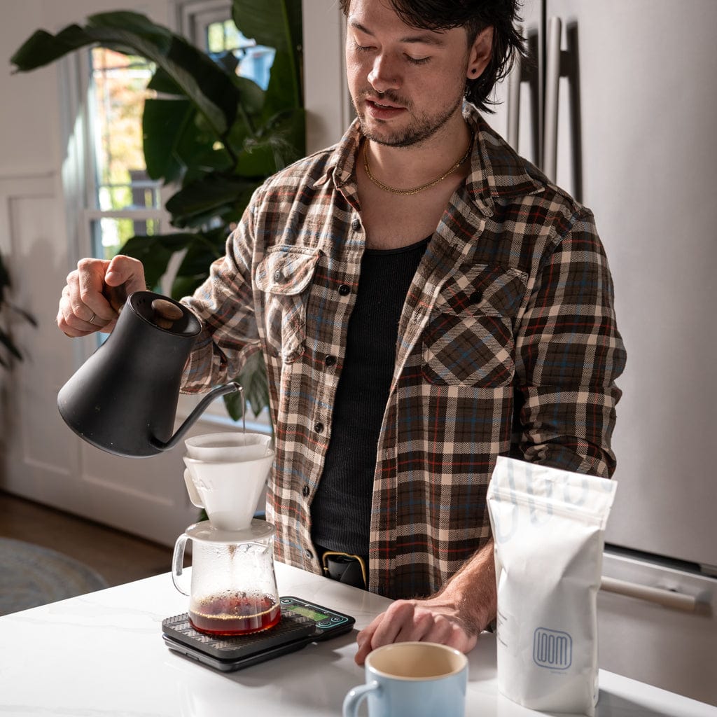 Loom Coffee Co. Greensboro NC Coffee Roasters Cozy Season Gift Set - C70 Ceramic Pourover Kit & Coffee Subscription