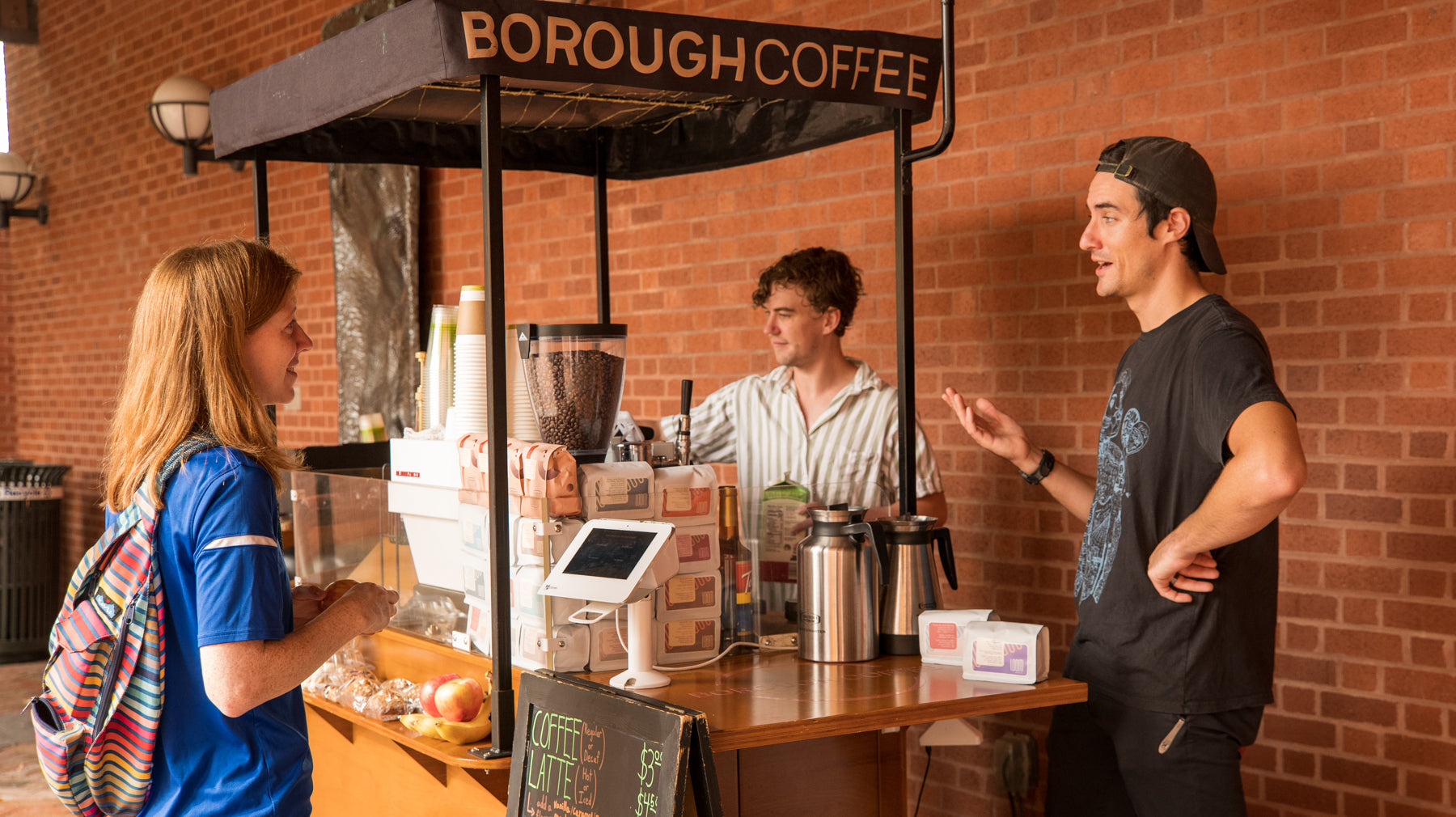 The team at Borough Coffee serving top-notch coffee to their guests at the Weatherspoon Art Museum location on the campus at UNCG.