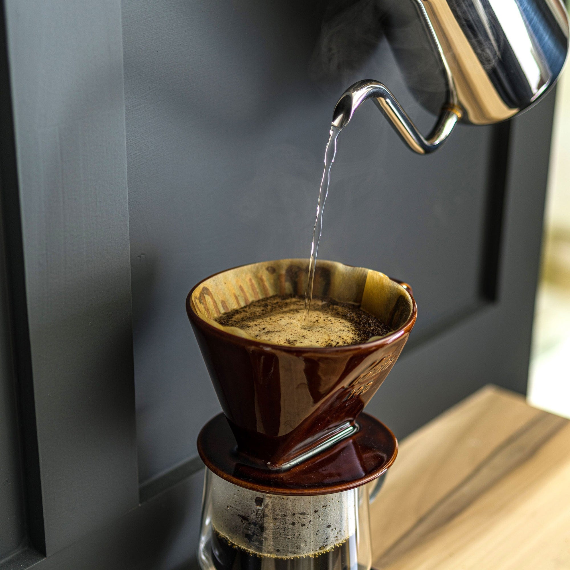 Espresso Parts Greensboro NC Coffee Roasters Kalita Style 102 Ceramic Coffee Dripper - Brown
