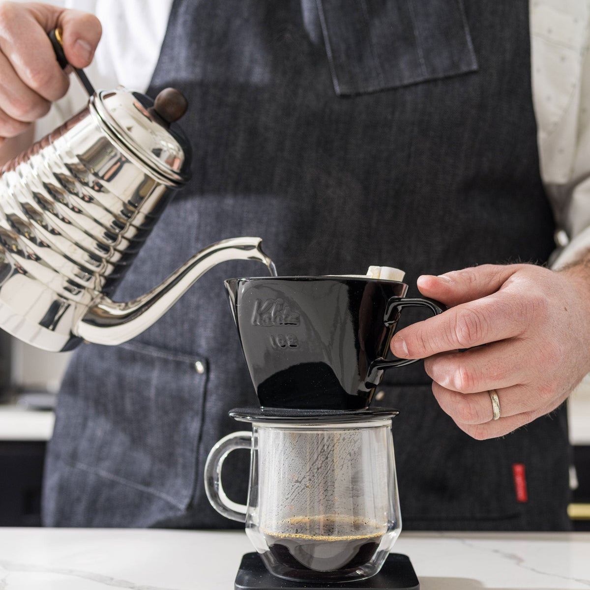 Espresso Parts Greensboro NC Coffee Roasters Kalita Style 102 Ceramic Coffee Dripper - Black